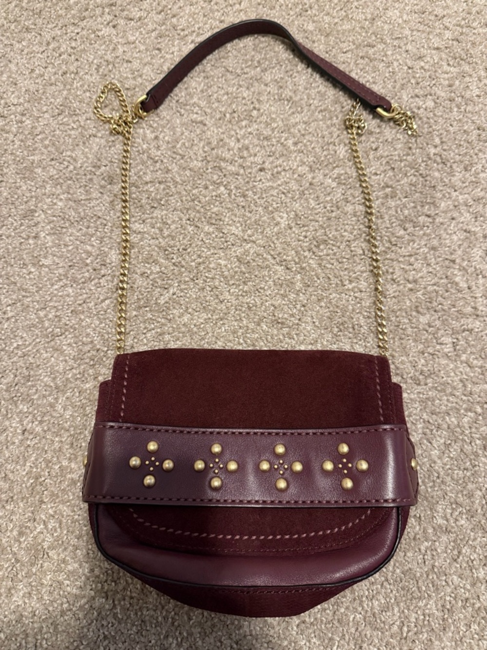 Vera Bradley Burgundy/Plum Crossbody with Gold Stud Chain